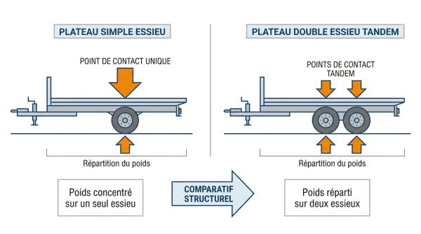 Comparatif remorque simple et double essieu