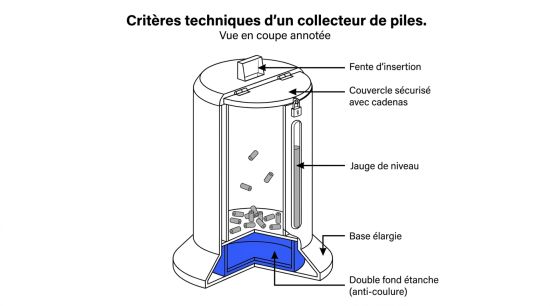 Critères techniques d'un collecteur de piles.