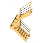 Escalier double quart tournant bois