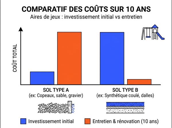 Comparatif coût initial et entretien aire de jeux