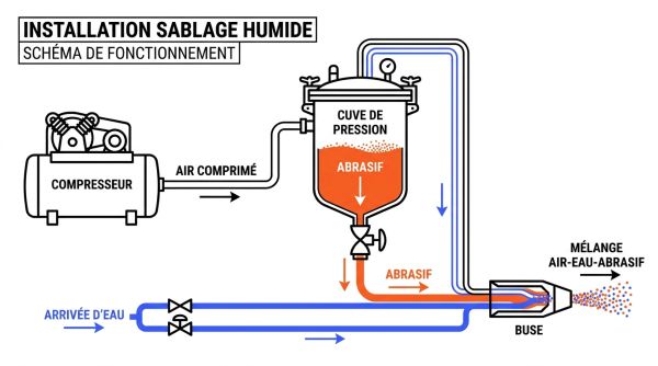 Équipements installation sablage humide