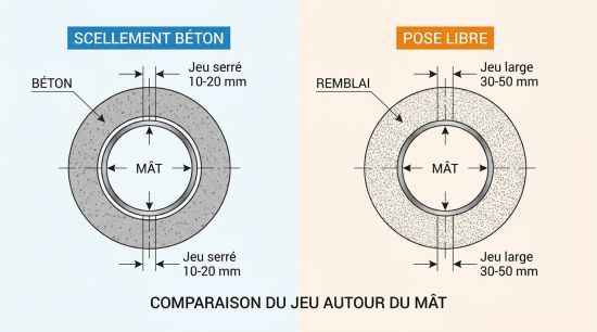 Trou scellement béton mât