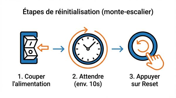 Étapes reset d'un monte-escalier