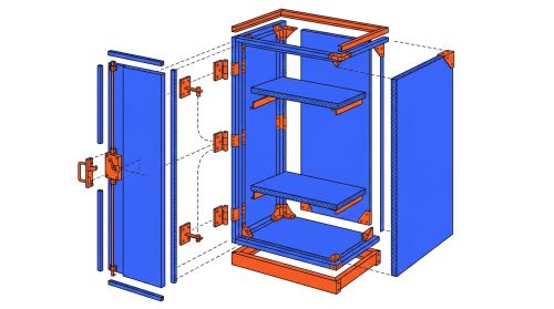 Vue éclatée matériaux armoire pompier
