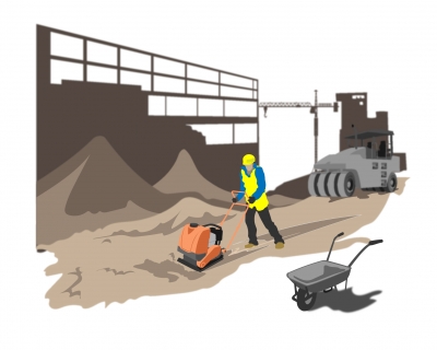 Utilisation plaque Vibrante sur un chantier