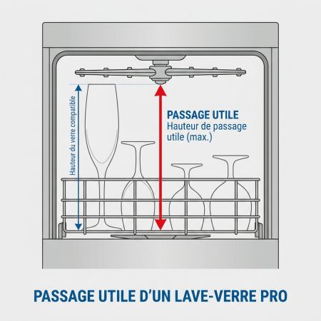Passage utile d'un lave-verre pro