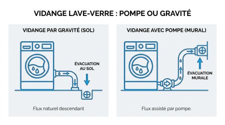 Vidange lave-verre : pompe ou gravité