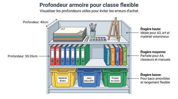 Profondeur armoire pour classe flexible