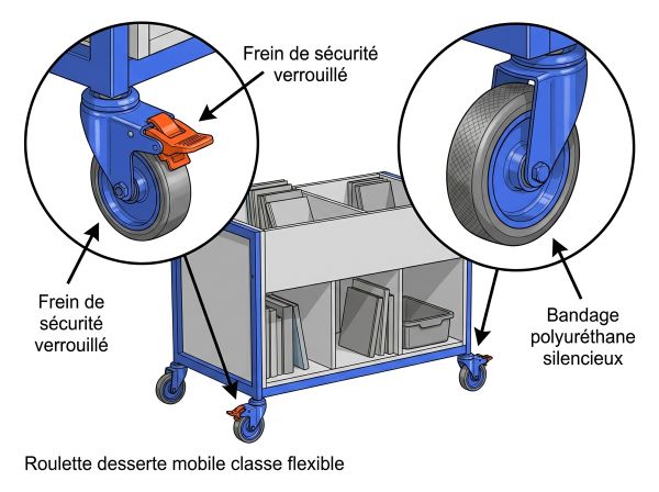 Roulette desserte mobile classe flexible