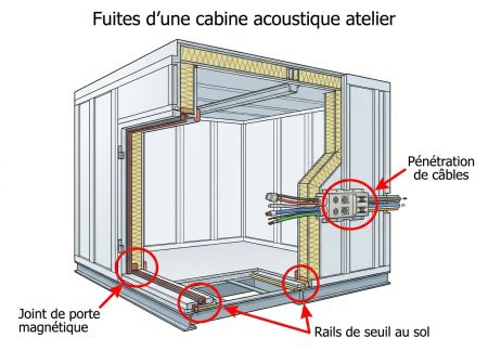 Fuites d'une cabine acoustique atelier