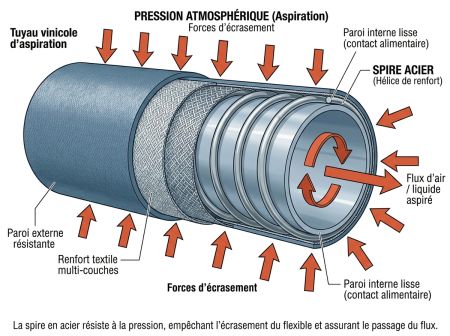 Spire acier tuyau vinicole aspiration