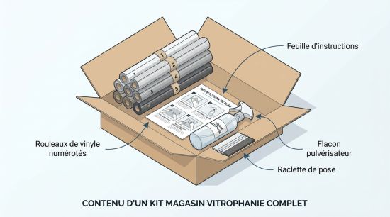 Contenu d'un kit magasin vitrophanie complet