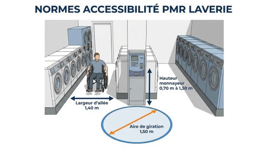 Normes accessibilité PMR laverie