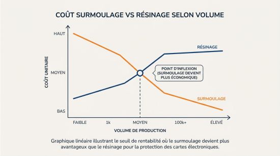 Coût surmoulage vs résinage selon volume