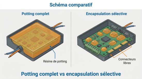 Potting complet vs encapsulation sélective
