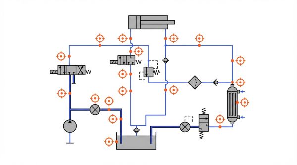 Schéma circuit hydraulique avec points de mesure