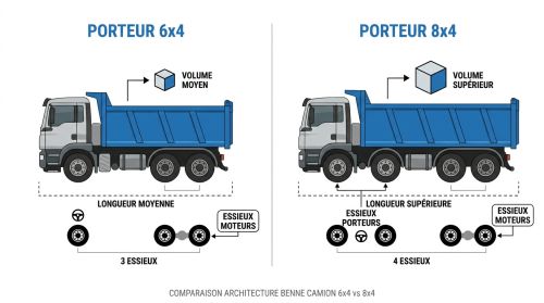 Taille benne camion 6x4 8x4