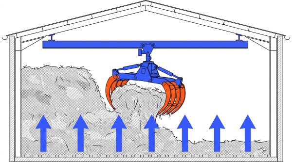 Cellule vrac et griffe pour séchoir foin