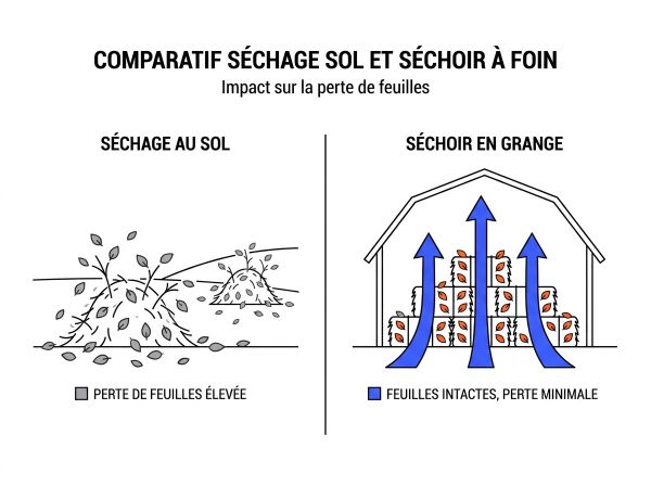 Comparatif séchage sol et séchoir à foin