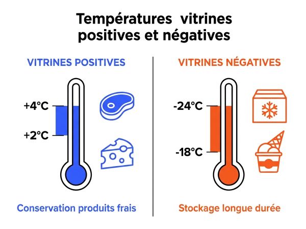 Températures vitrines positives et négatives