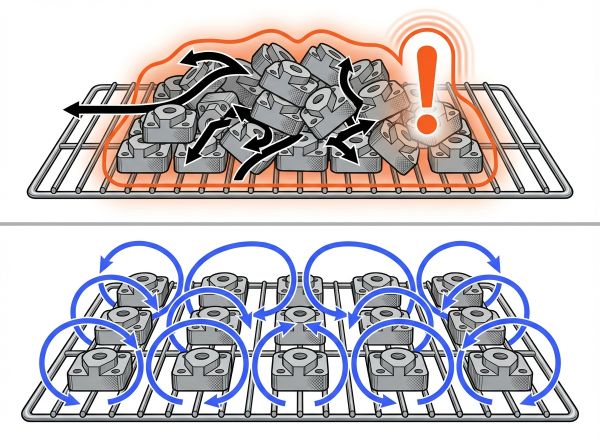 Bonne et mauvaise disposition en étuve
