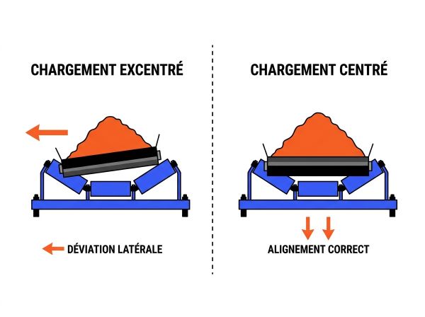 Impact chargement excentré convoyeur