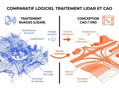 Comparatif logiciel traitement LiDAR et CAO