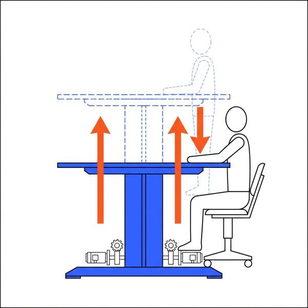Banque accueil PMR réglable en hauteur