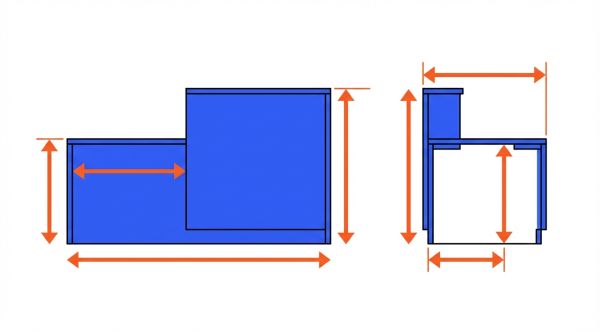 Schéma dimensions banque accueil PMR