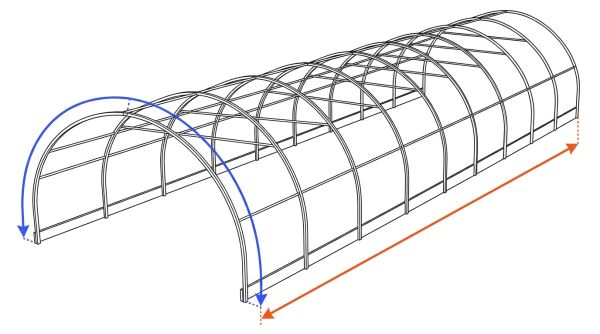 Schéma dimensionnement pour bâche serre agricole