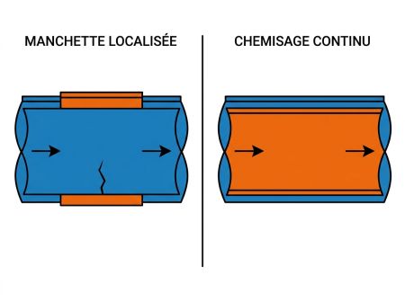 Comparatif manchette et chemisage canalisation