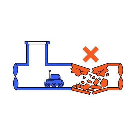 Limite robot canalisation conduite effondrée