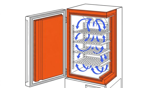 Coupe d'un congélateur froid ventilé