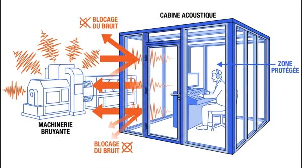 Principe cabine acoustique usine