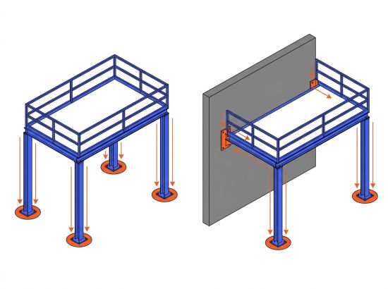 Comparatif mezzanine autoportante et adossée.
