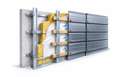 Ossature de bardage métallique sur support béton