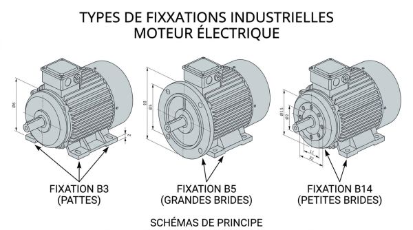 Fixations B3 B5 B14 moteur électrique