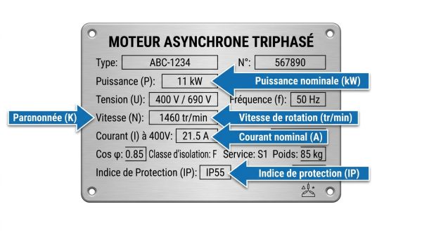 Plaque signalétique puissance moteur