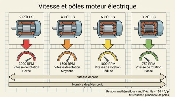 Vitesse et pôles moteur électrique