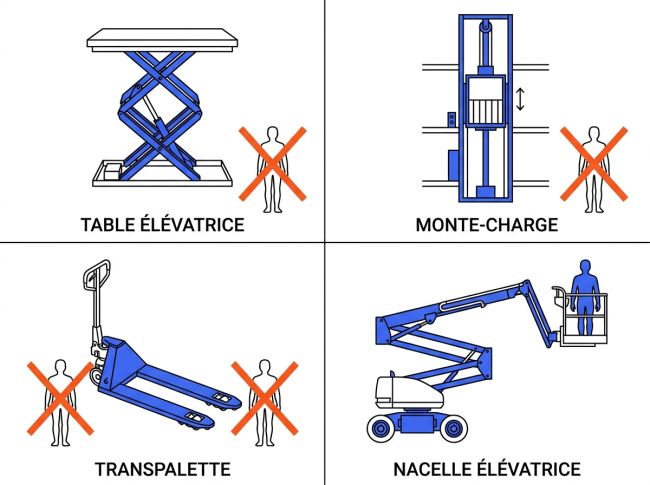 Différence table élévatrice nacelle