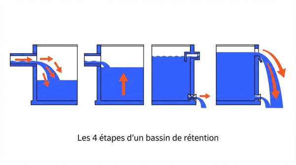 Les 4 étapes d'un bassin de rétention