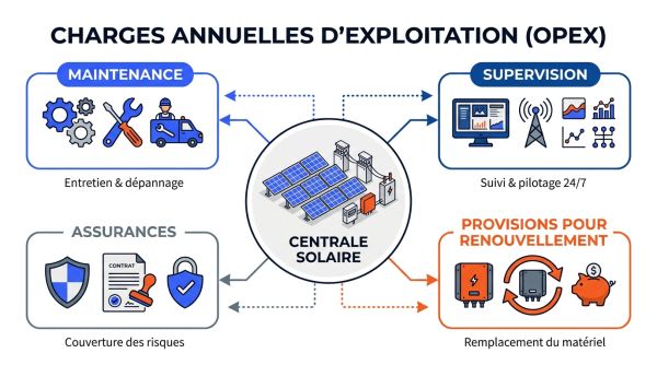 Charges exploitation centrale solaire sol