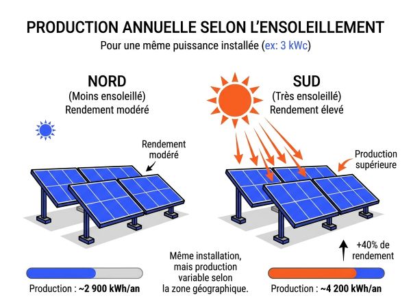 Production annuelle selon ensoleillement