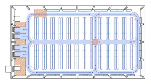 Plan implantation entrepôt produits longs