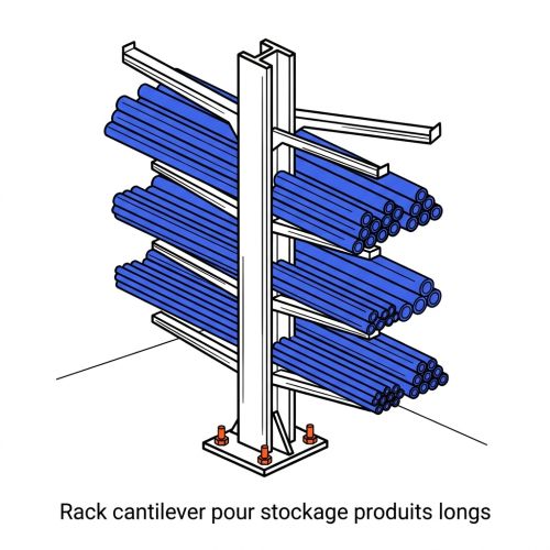 Rack cantilever pour stockage produits longs
