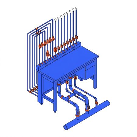 Isométrique réseaux fluides sur paillasse
