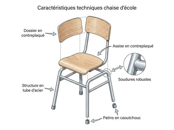 Caractéristiques techniques chaise d'école