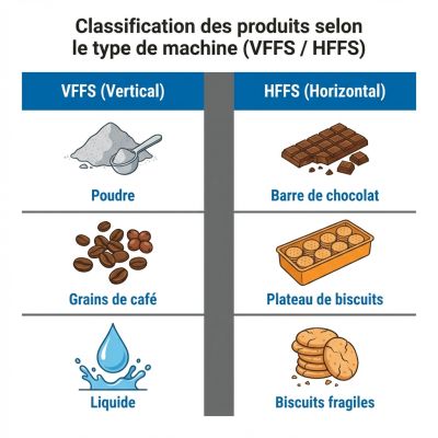 Type de produit selon l'ensacheuse