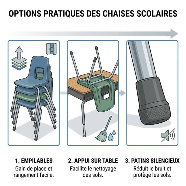 Options chaises empilables appui table
