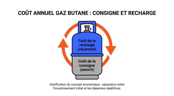 Cout annuel gaz butane consigne et recharge